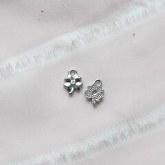 Подвеска Клевер с фианитом 10*7 мм, родий П151