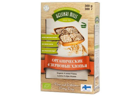 Хлопья Helsinki Mills органические 4-х зерновые, 300г