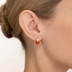 Серьги «Пылкая любовь» с английским замком из золота с сердоликом