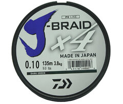 Купить шнур плетеный Daiwa J-Braid X4 135м 0,10мм зеленая