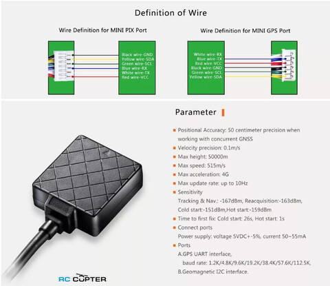 GPS модуль RadioLink TS100 M8N с компасом для Mini PIX F4