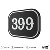 Номерок на дверь квартиры 399, для кабинета, офиса, шильдик 9 х 7 см, черный, Айдентика Технолоджи