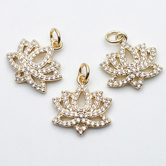 Подвеска Лотос, цвет золото, фианиты, размер 16*16 мм, цена за 1 шт