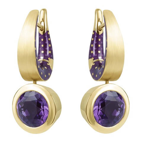 Серьги c Аметистом, Эмаль, E0178-23/7