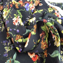 Ткань вискоза синяя с желтыми цветами 3122