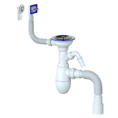 B427P CИФОН ДЛЯ МОЙКИ С ВЫПУСКОМ 3 1/2" на (Ø 40), с  ПРЯМ И КРУГЛЫМ ПЕРЕЛИВОМ, С ГИБКИМ СОЕДИНЕНИЕМ