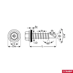 ЗУБР СКМ 9003, 25 х 5.5 мм, белый, 420 шт, кровельный саморез, Профессионал (4-300315-55-025-9003)