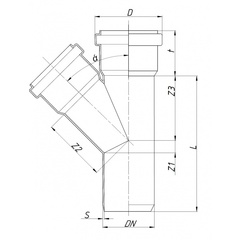 Тройник Ostendorf для внутренней канализации HTEA 110/110х45° (115200)