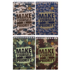 БЛОКНОТ А6 40л. на гребне КАМУФЛЯЖНЫЙ ДИЗАЙН - 5 (Б40-0260) ассорти, цвет.мелов.обл, офсет, клетка