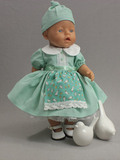 Платье с фартуком и нижней юбкой - На кукле. Одежда для кукол, пупсов и мягких игрушек.