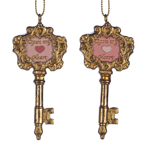 Набор украшений на елку 2шт 8см Goodwill Ключики золотые с розовым