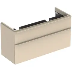Шкафчик для двойного раковины Geberit Smyle Square, с двумя выдвижными ящиками: B=118.4см, H=61.7см, T=47см, Песчаный глянец / Высокоглянцевое покрытие фото