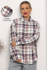 Рубашка оверсайз Дарика (бело-сиреневая) Б14253-30М LT Collection