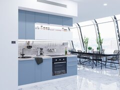 Прямая модульная кухня Фьюжн-01 Silky Blue/Silky White - Белый 2340*2300*600