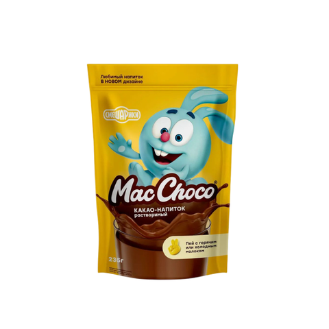 Какао напиток MacChoco Смешарики с Маршмеллоу внутри дой/пак235г/12
