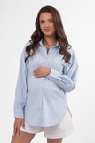 Рубашка для беременных 16452 бело-голубой