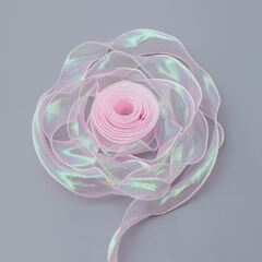 Лента органза с волнистым краем (4см*9,14м), Хамелеон, Розовый