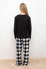 пижама  для девочки  КБ 2830/черный,клетка виши