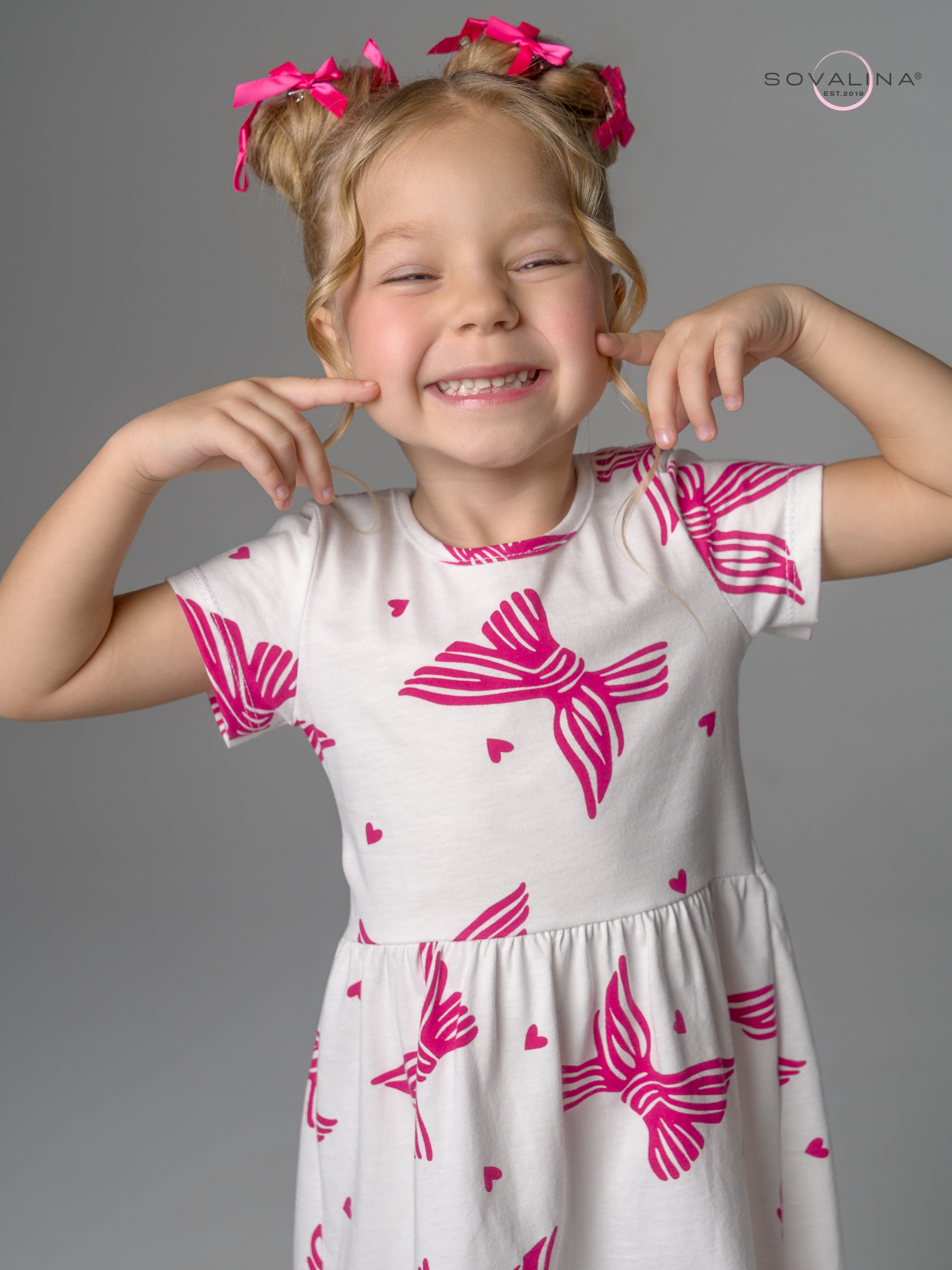 Платье Лето алые бантики