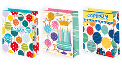 Пакет подарочный S вертикальный, Шарики, МИКС, 18*23*10 см (Д*В*Ш)