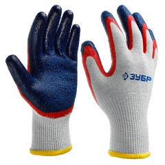 ЗУБР ЗАХВАТ-2 L-XL, х/б перчатки с двойным текстурированным нитриловым обливом, повышенная износостойкость, 13 класс, Профессионал (11454-XL)