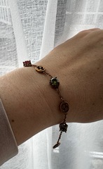 Браслет-цепочка с цветными камнями и лого style by GUCCI, цвет бронза