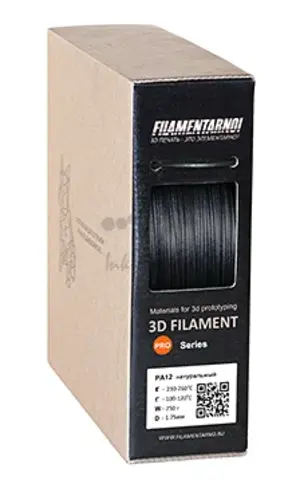 Пластик для 3Д принтера Filamentarno! PA12 чёрный 750 г, 1.75 мм