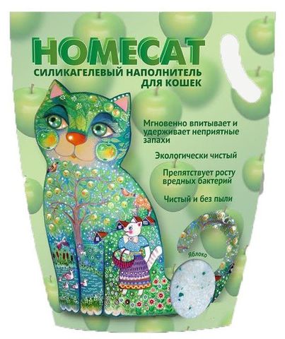 HOMECAT Яблоко силикагелевый наполнитель для кошачьих туалетов с ароматом яблока 7,6л