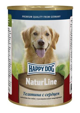 Happy Dog консервы для собак (телятина с сердцем) 400г
