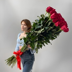 Букет 25 метровых роз XXL под ленту