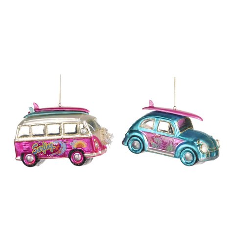 Набор украшений на елку 2шт 15см Goodwill Машинки розовая и голубая