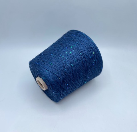 G&G Filati  (пр.Италия),art-Bellino, 390м/100гр, 100%Лен+пайетка(синяя,неоднотонная) , цвет-Синий, арт-34043