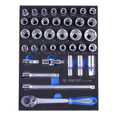 KING TONY (9-4537MRV01) Набор торцевых головок 1/2" с принадлежностями, шестигранные, ложемент, 37 предметов