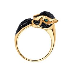3010580 - Кольцо Пантера из золота с черными бриллиантами и изумрудами