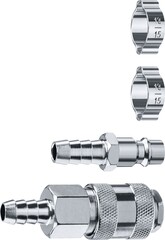 ЗУБР (штуцер ″елочка″, 10 мм - рапид муфта) + (рапид штуцер-штуцер ″елочка″, 10 мм) + (обжимные хомуты 2 шт), набор, Профессионал (64920-10-H)