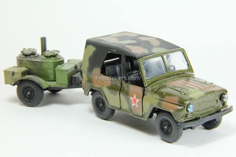 UAZ-469 khaki with trailer field kitchen camouflage Agat Mossar Tantal 1:43