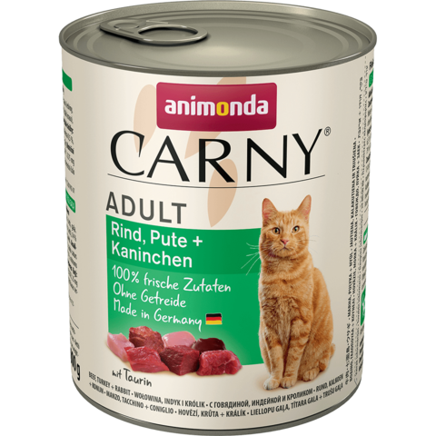 Animonda Carny Adult консервы с говядиной, индейкой и кроликом для взрослых кошек 400г