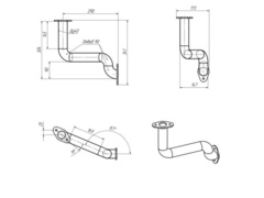 Схема R190-R195-ZS1100 Колено глушителя выход вверх (фланцы 2 отв. - 2 отв.)