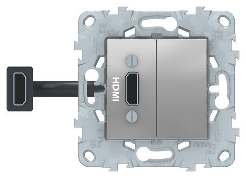 Розетка HDMI. Цвет Алюминий. Schneider Electric Unica New. NU543030