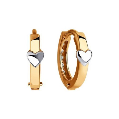 028838 - Серьги-конго мини двухсторонние из золота с дорожкой из фианитов