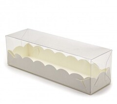 Коробка для макарон с пластиковой крышкой 190*55*55 мм (белая)