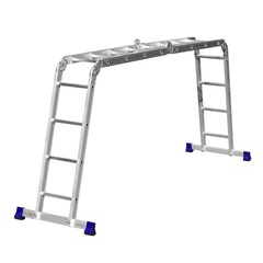 СИБИН ЛТ-44, 4 x 4 ступени, алюминиевая, четырехсекционная лестница-трансформер (38852)