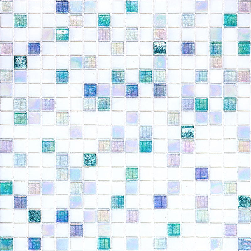 01-Sirius-m Стеклянная мозаика для хамама чип 15 Alma Mix белый светлый квадрат глянцевый перламутр