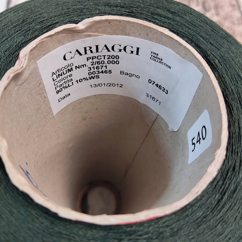 Лен с кашемиром (10%) CARIAGGI / LINUM 2/60 темно-зеленый