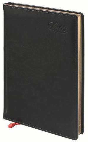 Ежедневник Letts Global Deluxe A5, недатированный, кожа  натуральная, белые страницы, срез позолоченный, черный (22-081449)