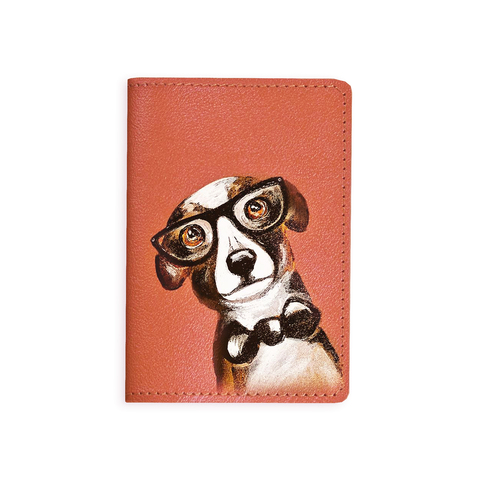 Обложка на паспорт "Пес в очках", рыжая