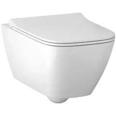 Geberit 500.685.01.2 500.685.01.2 Smyle Square Унитаз подвесной безободковый Rimfree® в комплекте с сиденьем (сэндвич)  с плавным закрыванием SoftClose и быстросъемный кре фото