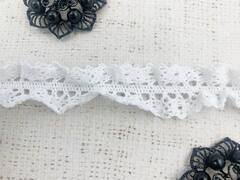 Кружево хлопковое/Тесьма вязаная на резинке, ш. 3 см, белый