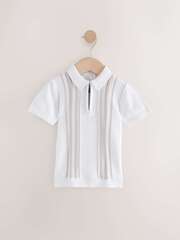 Поло с молнией для мальчика Next AA9-495, Белый