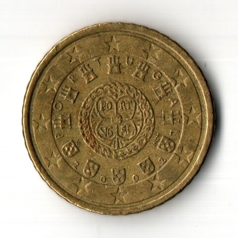 50 евроцентов 2002 год. Португалия. Регулярный выпуск. Тип 1. Нордик VF